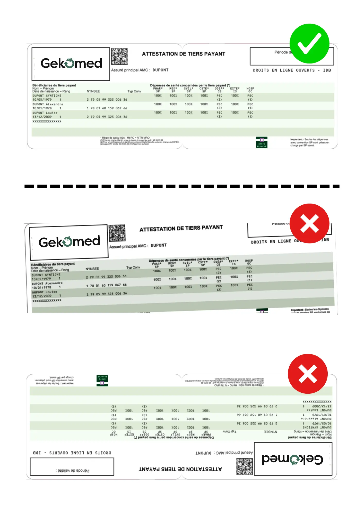 Exemple carte de mutuelle recto